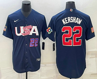 Mens USA Baseball #22 Clayton Kershaw Number 2023 Navy World Baseball Classic Stitched Jersey,We sell and wholesale Mens USA Baseball #22 Clayton Kershaw Number 2023 Navy World Baseball Classic Stitched Jersey on line form chian!